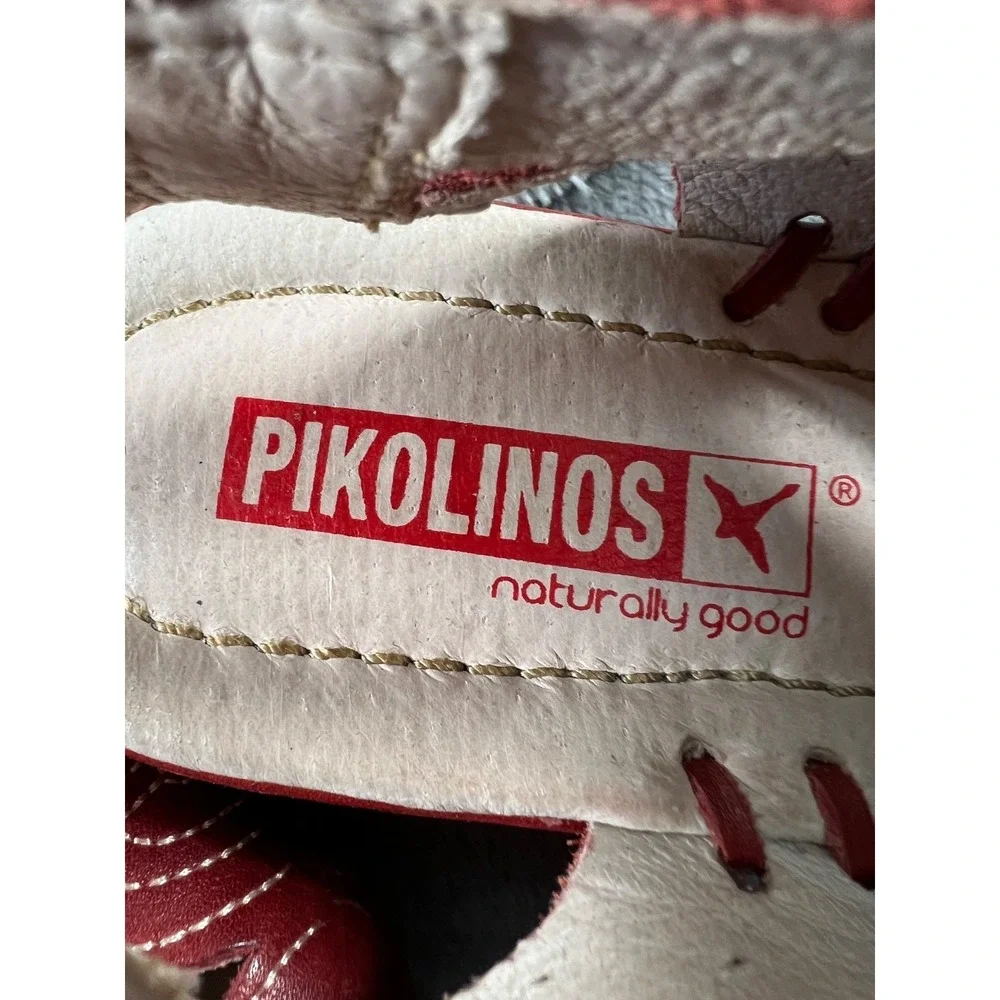 Pikolinos Cutout Wedge Sandals US 7.5 EU 38  Red Leather Boho Lagenlook Comfort